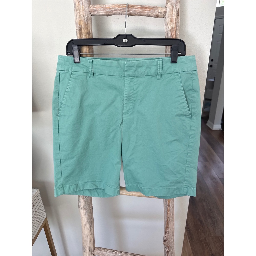 J.Crew women's teal green chino shorts 4" inseam classic front pockets sz 8